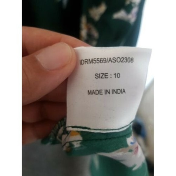 Influence Dress Floral Size10 Green High Low Flowy Womens V Neckline Asymmetric - Picture 6 of 12